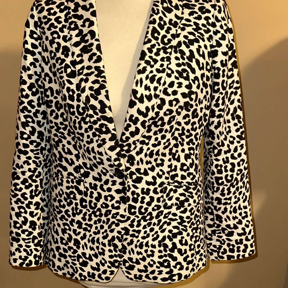 Talbots Black and White Animal Print Blazer